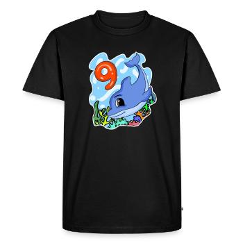 9th Birthday Motif Dolphin - Nine Years Old - Men's Premium Organic T-Shirt - black - Front - Nico (187cm)