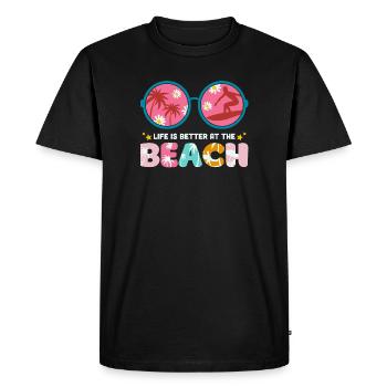 vacances d'été, summer, hello summer - T-shirt Premium bio Homme - noir - Devant - Nico (187cm)
