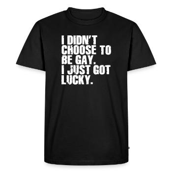 Humour gay Gay Dicton drôle drapeau arc-en-ciel - T-shirt Premium bio Homme - noir - Devant - Nico (187cm)