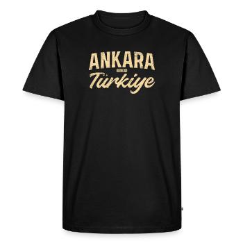 Ankara Türkiye Vintage Lettrage - T-shirt Premium bio Homme - noir - Devant - Nico (187cm)