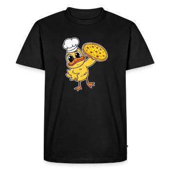 pizza maker pizza chef duck italy - Men's Premium Organic T-Shirt - black - Front - Nico (187cm)