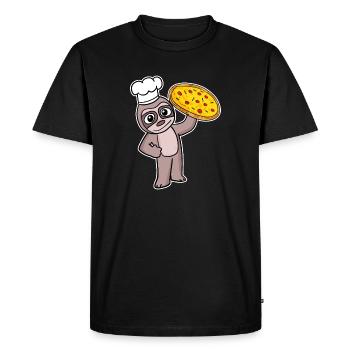 pizza maker pizza chef sloth Italy - Men's Premium Organic T-Shirt - black - Front - Nico (187cm)