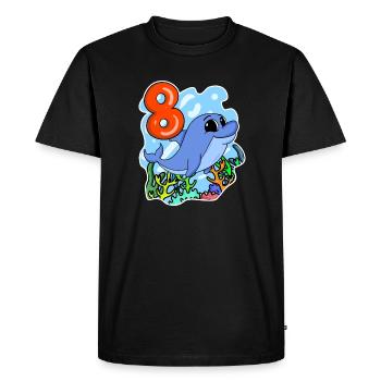 8ème anniversaire Motif Dolphin - huit ans - T-shirt Premium bio Homme - noir - Devant - Nico (187cm)