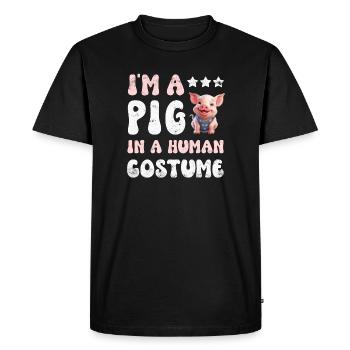 Pig Pigs - Men's Premium Organic T-Shirt - black - Front - Nico (187cm)