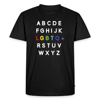 Mois de la fierté LGBTQ - Alphabet LGBTQ - T-shirt Premium bio Homme - noir - Devant - Nico (187cm)