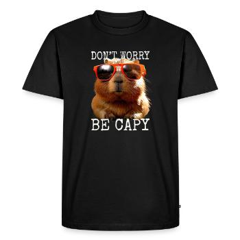 Capybara Dont Worry Be Capy Capybara Rodent - Men's Premium Organic T-Shirt - black - Front - Nico (187cm)