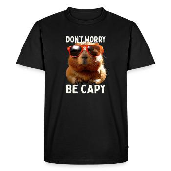 Capybara Dont Worry Be Capy Capybara Rodent - Men's Premium Organic T-Shirt - black - Front - Nico (187cm)