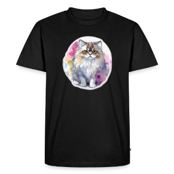 Chat persan - T-shirt Premium bio Homme - noir - Devant - Nico (187cm)
