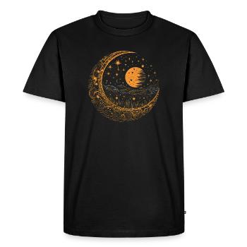 Lune avec étoiles - T-shirt Premium bio Homme - noir - Devant - Nico (187cm)