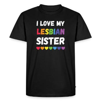 Mois de la fierté LGBTQ - J’aime ma sœur lesbienne - T-shirt Premium bio Homme - noir - Devant - Nico (187cm)