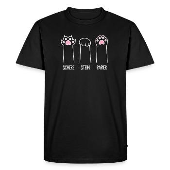 Katze Pfote Katzenpfoten Spiel Schere Stein Papier - Männer Premium Bio T-Shirt - Schwarz - Vorne - Nico (187cm)