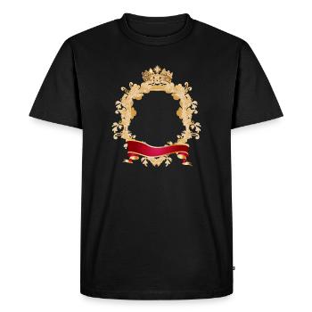 Royal frame in coat of arms style with crown - Men's Premium Organic T-Shirt - black - Front - Nico (187cm)