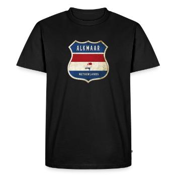 Alkmaar Pays-Bas Drapeaux Armoiries - T-shirt Premium bio Homme - noir - Devant - Nico (187cm)