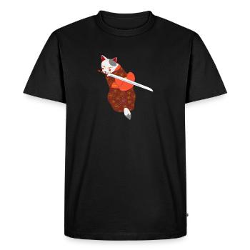 chat en kimono épée mordante - T-shirt Premium bio Homme - noir - Devant - Nico (187cm)