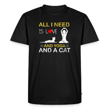 Love Yoga and a Cat - Men's Premium Organic T-Shirt - black - Front - Nico (187cm)