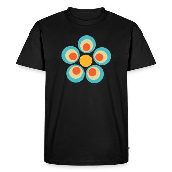70s Flower Pattern - Men's Premium Organic T-Shirt - black - Front - Nico (187cm)