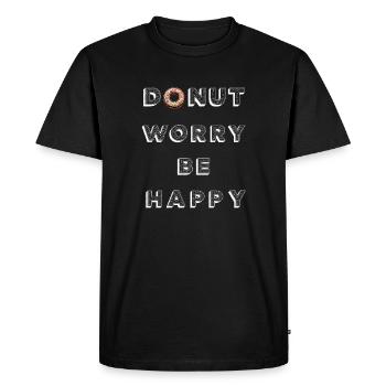 Donut Worry Be Happy - T-shirt Premium bio Homme - noir - Devant - Nico (187cm)
