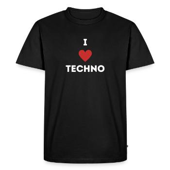 J’AIME LA TECHNO - J’AIME LA TECHNO RAVEWEAR - T-shirt Premium bio Homme - noir - Devant - Nico (187cm)
