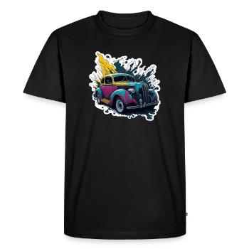 Éclaboussure de voiture vintage colorée - T-shirt Premium bio Homme - noir - Devant - Nico (187cm)