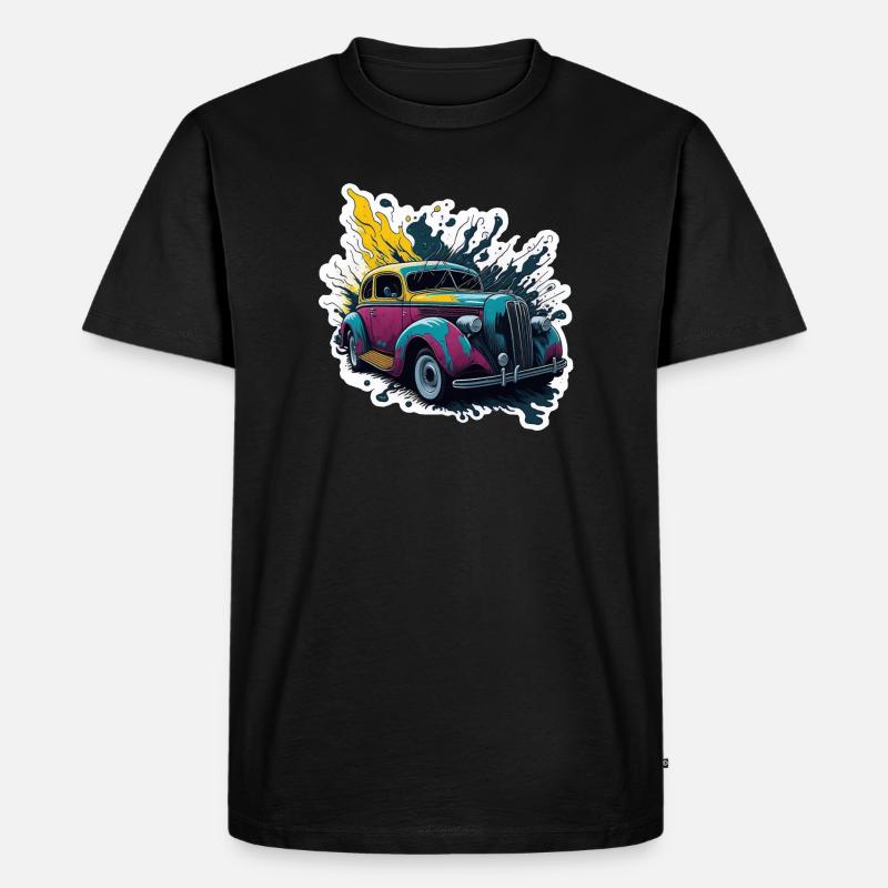 Farbiger Oldtimer Spritzer - Männer Premium Bio T-Shirt - Schwarz