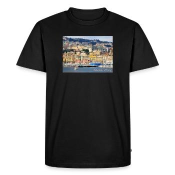 Gênes Italie – GÊNES Italie Port - T-shirt Premium bio Homme - noir - Devant - Nico (187cm)