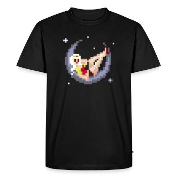 Pixel Pinup : Fille sur la Lune - T-shirt Premium bio Homme - noir - Devant - Nico (187cm)