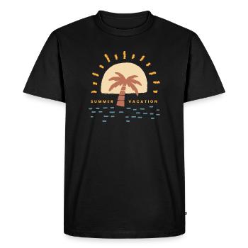 Sunset Palm Vacation Logo - Men's Premium Organic T-Shirt - black - Front - Nico (187cm)