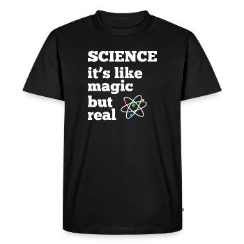 Science - it's like magic but real - Men's Premium Organic T-Shirt - black - Front - Nico (187cm)
