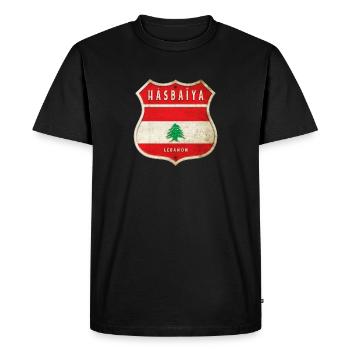 Hasbaiyya Liban Armoiries Drapeaux Design - T-shirt Premium bio Homme - noir - Devant - Nico (187cm)
