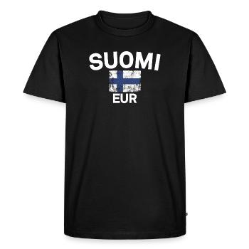 Grunge drapeau finlandais : Suomi EUR - T-shirt Premium bio Homme - noir - Devant - Nico (187cm)