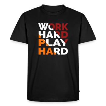 Work Hard Play Hard - Men's Premium Organic T-Shirt - black - Front - Nico (187cm)