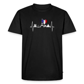 Paris Skyline Heartbeat Tour Eiffel France - T-shirt Premium bio Homme - noir - Devant - Nico (187cm)