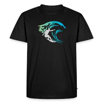 Surfer Wave Water Sea Sports Color Icon Logo - T-shirt Premium bio Homme - noir - Devant - Nico (187cm)