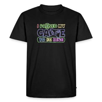 I Paused My Game To Be Here Funny Video Game - T-shirt Premium bio Homme - noir - Devant - Nico (187cm)