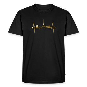 Paris Skyline Heartbeat Tour Eiffel France - T-shirt Premium bio Homme - noir - Devant - Nico (187cm)