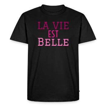 la vie est belle - T-shirt Premium bio Homme - noir - Devant - Nico (187cm)
