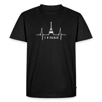 Paris Skyline Heartbeat Tour Eiffel France - T-shirt Premium bio Homme - noir - Devant - Nico (187cm)
