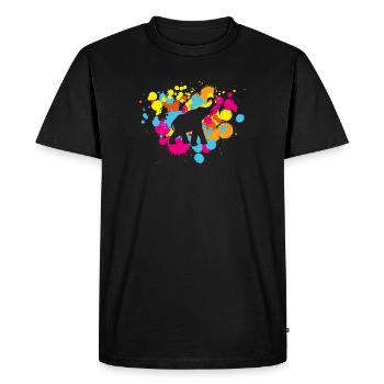 Yoga Splash Elephant Blobs Holi India Meditation - Men's Premium Organic T-Shirt - black - Front - Nico (187cm)