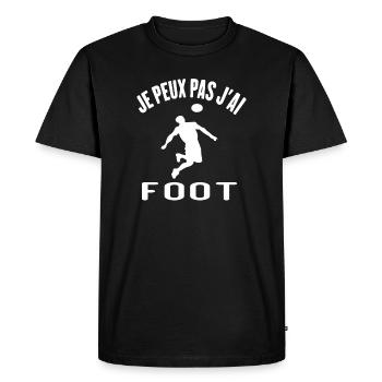 J'Peux Pas J'ai Foot -Humour Cadeau Drôle Football - T-shirt Premium bio Homme - noir - Devant - Nico (187cm)