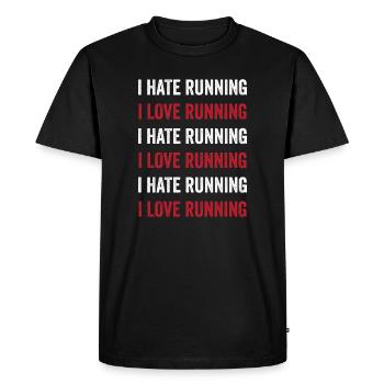 I Love Running - I Hate Running - Men's Premium Organic T-Shirt - black - Front - Nico (187cm)