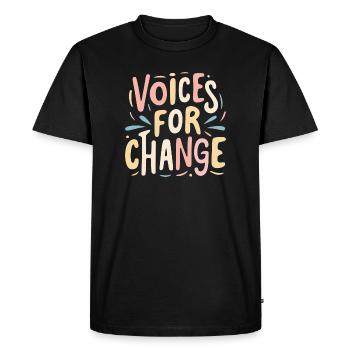 Voices for Change Peace Love World Peace War - Men's Premium Organic T-Shirt - black - Front - Nico (187cm)