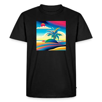 Beach sunset in 80s style - Men's Premium Organic T-Shirt - black - Front - Nico (187cm)