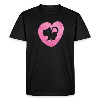 Coeur Chat Fourrure Chat Fluffy Silhouette Love Fan - T-shirt Premium bio Homme - noir - Devant - Nico (187cm)