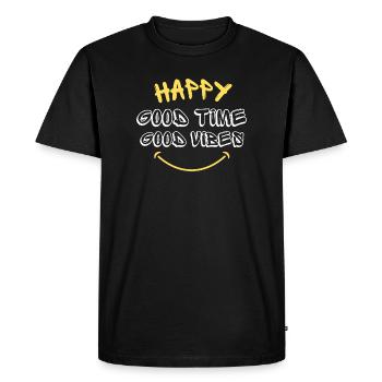 Smileys de motivation avec des dictons positifs - T-shirt Premium bio Homme - noir - Devant - Nico (187cm)