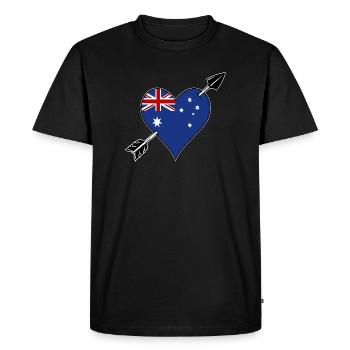 Drapeau australien coeur amoureux - T-shirt Premium bio Homme - noir - Devant - Nico (187cm)