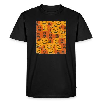 Citrouilles effrayantes motif d’Halloween - T-shirt Premium bio Homme - noir - Devant - Nico (187cm)