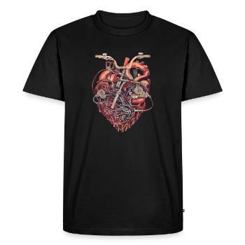 Mécanicien de vélo Heart - T-shirt Premium bio Homme - noir - Devant - Nico (187cm)