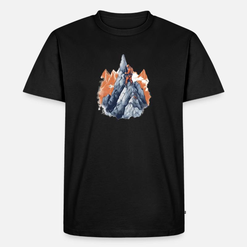Bergsteiger beim Gipfelaufstieg - Männer Premium Bio T-Shirt - Schwarz