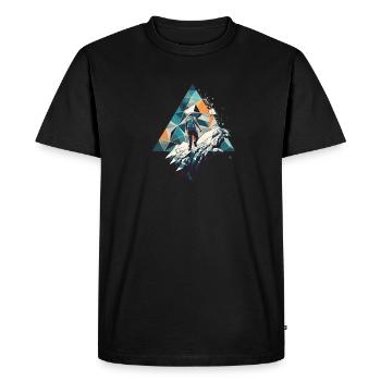 Alpiniste géométrique de style polygone - T-shirt Premium bio Homme - noir - Devant - Nico (187cm)