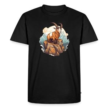 Mountain goat with horns in alpine style - Men's Premium Organic T-Shirt - black - Front - Nico (187cm)
